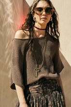 Load image into Gallery viewer, Short-Sleeve Pointelle Ribbed Knit Sweater
