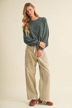 Load image into Gallery viewer, Brushed Knit Henley Raglan Pullover

