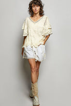 Load image into Gallery viewer, V-neck Short Sleeve Crochet Trim Solid Top
