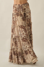 Load image into Gallery viewer, Floral-Print Mesh Tiered Ruffle Elastic-Waist Maxi Skirt
