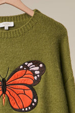 Load image into Gallery viewer, Embroidered Butterfly Crewneck Sweater
