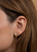 Load image into Gallery viewer, Sun Ray - White Opal - Gold Earrings
