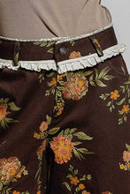 Load image into Gallery viewer, Ruffle Floral Pattern Waistband Button-Front Woven Pants
