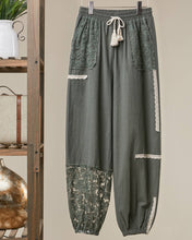Load image into Gallery viewer, Lace Accents Patchwork Crochet Jogger Pants

