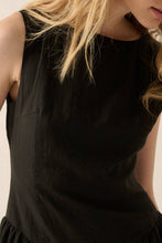 Load image into Gallery viewer, Linen-Blend Bubble Midi Dress Black

