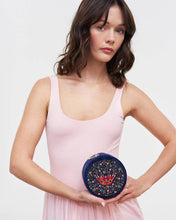 Load image into Gallery viewer, Red Admiral Navy Velvet Embroidered Jewellery Box
