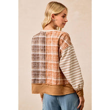 Load image into Gallery viewer, PLAID AND STRIPE MIX AND MATCH TOP WITH OPEN SEAM
