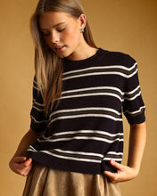 Load image into Gallery viewer, THE SUNDAY STRIPE PATTERN SHORT SLEEVE KNIT TOP
