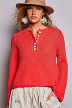 Load image into Gallery viewer, Long Sleeves Button-Front Half Placket Knit Sweater
