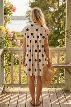 Load image into Gallery viewer, Polka Dot Button Down Pleated Poplin Mini Dress
