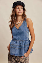 Load image into Gallery viewer, Denim Peplum Tank Top
