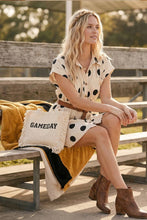 Load image into Gallery viewer, Polka Dot Button Down Pleated Poplin Mini Dress
