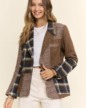 Load image into Gallery viewer, Mixed Plaid And Herringbone Patchwork Blazer Jacket
