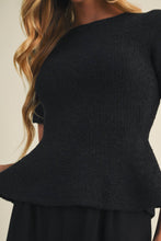 Load image into Gallery viewer, Bouclé Knit Peplum Pullover
