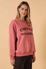 Load image into Gallery viewer, ROUND NECK "COFFEE WEATHER" EMBROIDERY SWEATSHIRT
