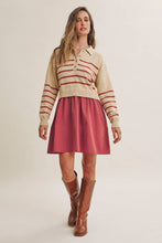 Load image into Gallery viewer, THE SANDY STRIPED POLO SWEATER MINI DRESS
