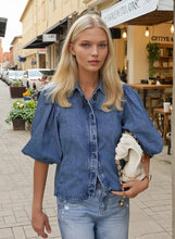 Load image into Gallery viewer, BALLOON SLEEVED DENIM SHIRT
