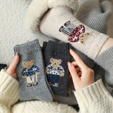 Load image into Gallery viewer, Thick Warm Wool Socks Bear Knit Crew Socks
