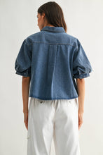 Load image into Gallery viewer, Short-Sleeve Cropped Denim Shirt
