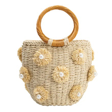 Load image into Gallery viewer, Mary Natural Straw Vegan Top Handle Bag

