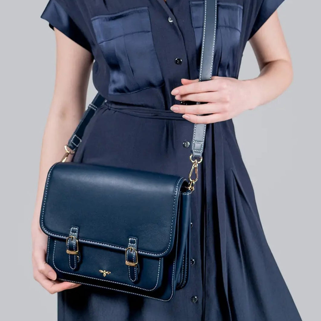 Running Bunny Ditsy Navy Satchel