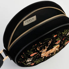 Load image into Gallery viewer, Aurora Fawn Embroidered Black Circle Bag
