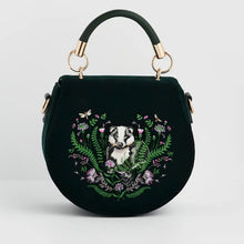 Load image into Gallery viewer, Badger Embroidered Green Top Handle Saddle Bag
