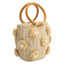 Load image into Gallery viewer, Mary Natural Straw Vegan Top Handle Bag
