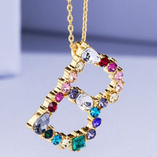 Load image into Gallery viewer, Multicolored Rhinestone Initial Necklace
