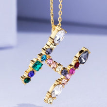 Load image into Gallery viewer, Multicolored Rhinestone Initial Necklace
