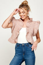 Load image into Gallery viewer, The Bree Ruffle Sweater Cropped Shrug Vest
