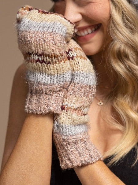 Striped Knitted Mittens (Multiple Colors)