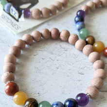 Load image into Gallery viewer, Chakra Gemstone Bracelet with Rosewood Diffuser Beads
