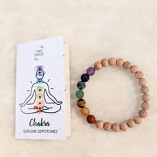 Load image into Gallery viewer, Chakra Gemstone Bracelet with Rosewood Diffuser Beads
